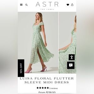 Luisa Floral Flutter Sleeve MIDI Dress -ASTR